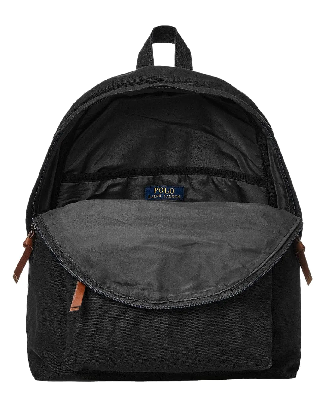 Polo Ralph Lauren Black And Leather Backpack