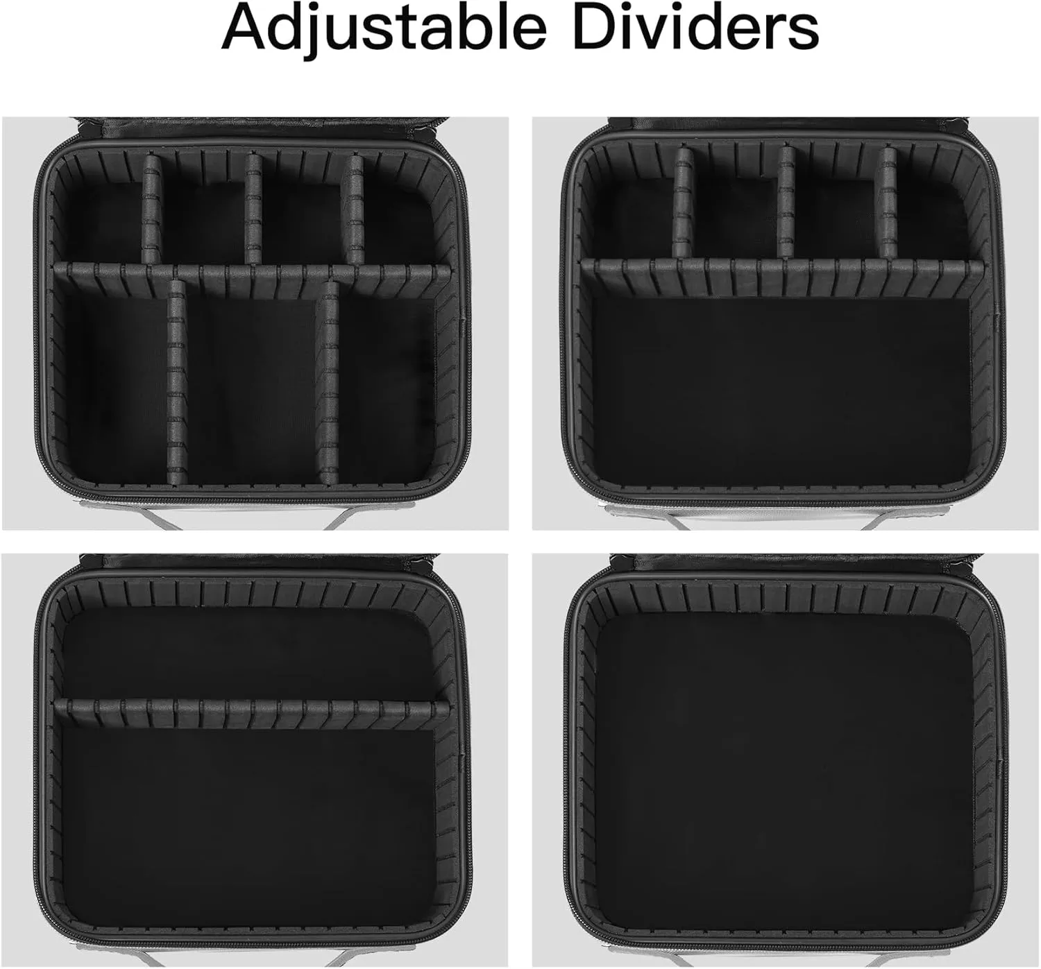 Portable Makeup Organizer, 10 Inch Makeup Organizer Bag with Compartment and Dividers, Makeup Bag with Brush Storage Sturdy Dual Zip Closure, Gift for Her, Grey