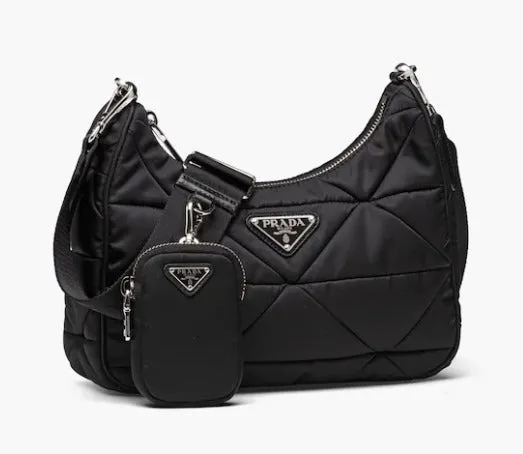 PRADA PADDED QUILTED RE-NYLON HOBO BAG