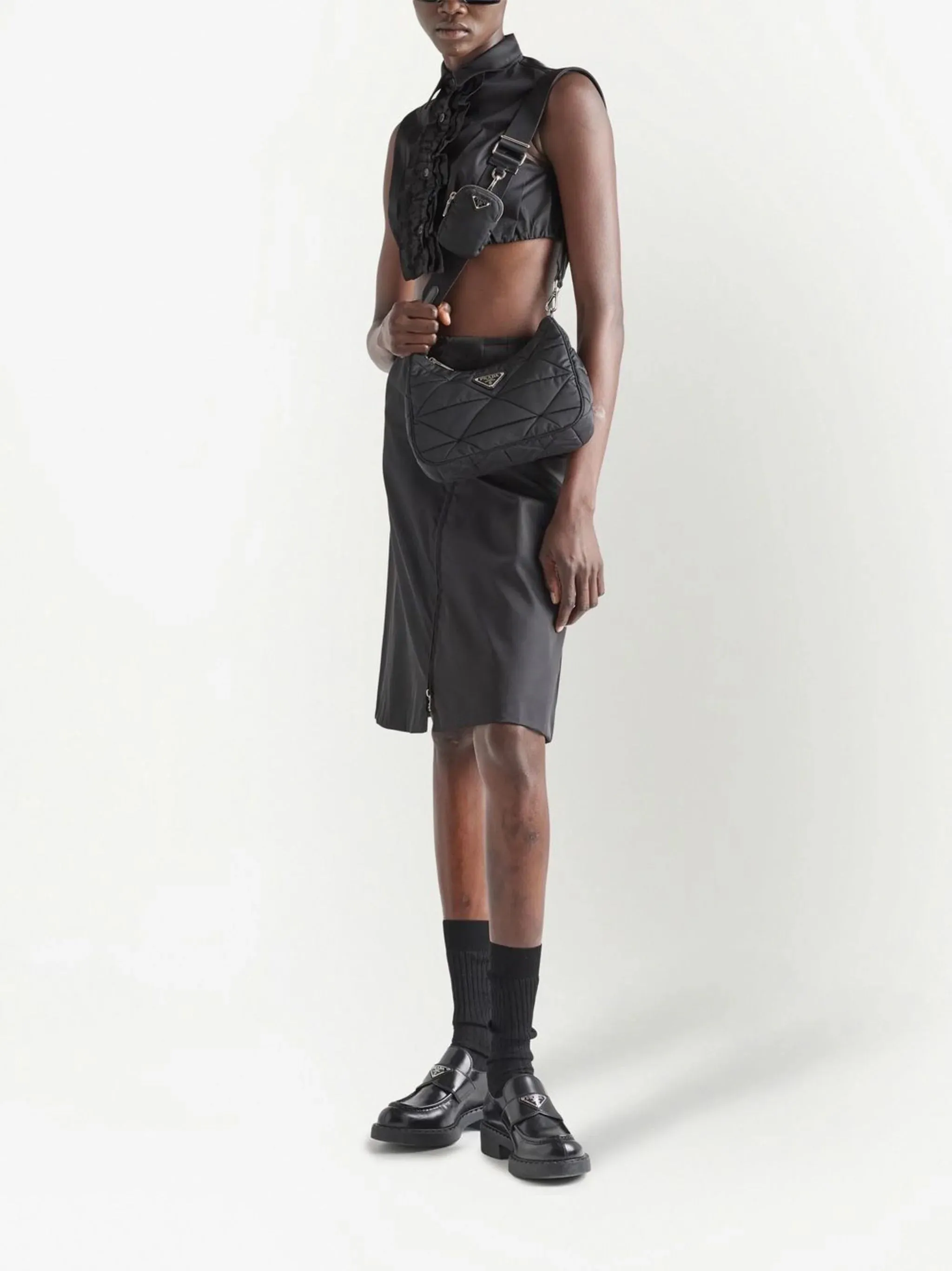 PRADA PADDED QUILTED RE-NYLON HOBO BAG
