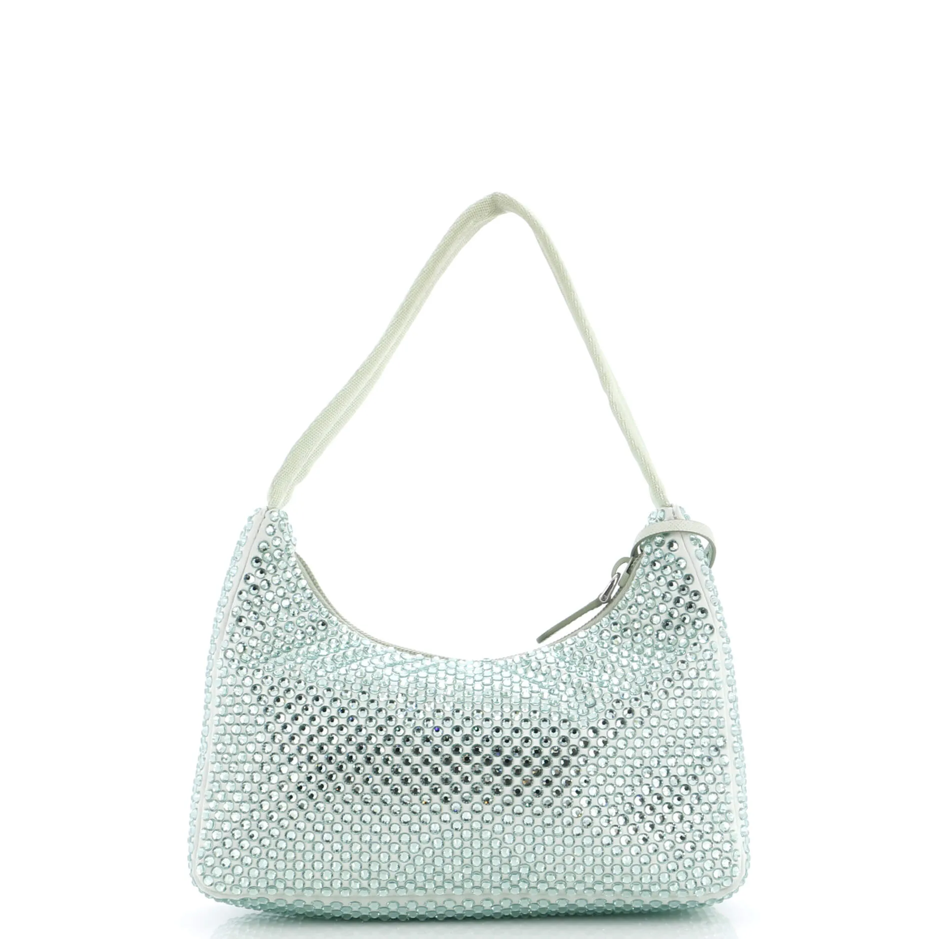 Prada Re-Edition 2000 Hobo Crystal Embellished Satin Mini