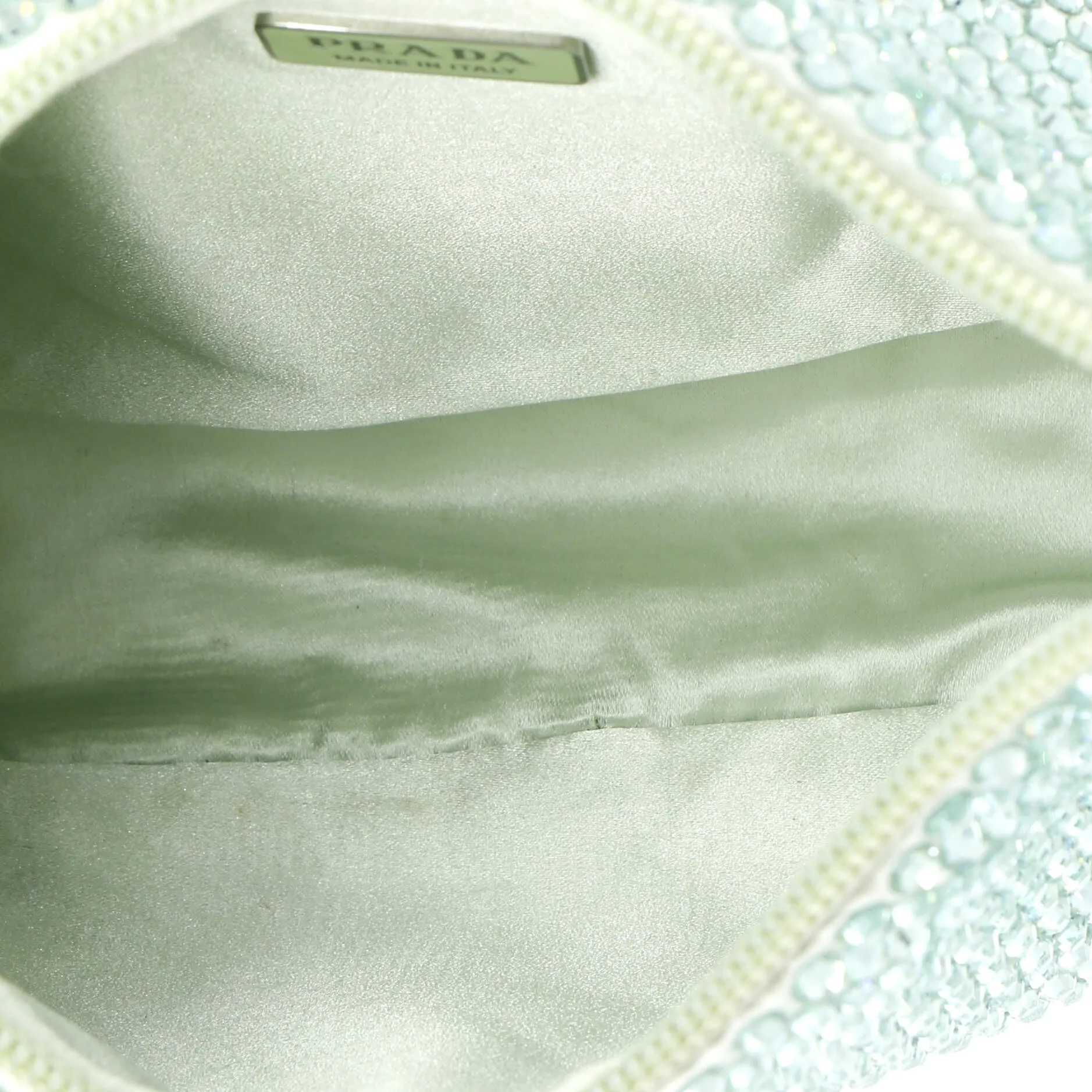 Prada Re-Edition 2000 Hobo Crystal Embellished Satin Mini
