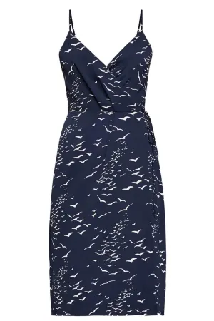 Printed Satin Surplice Dress