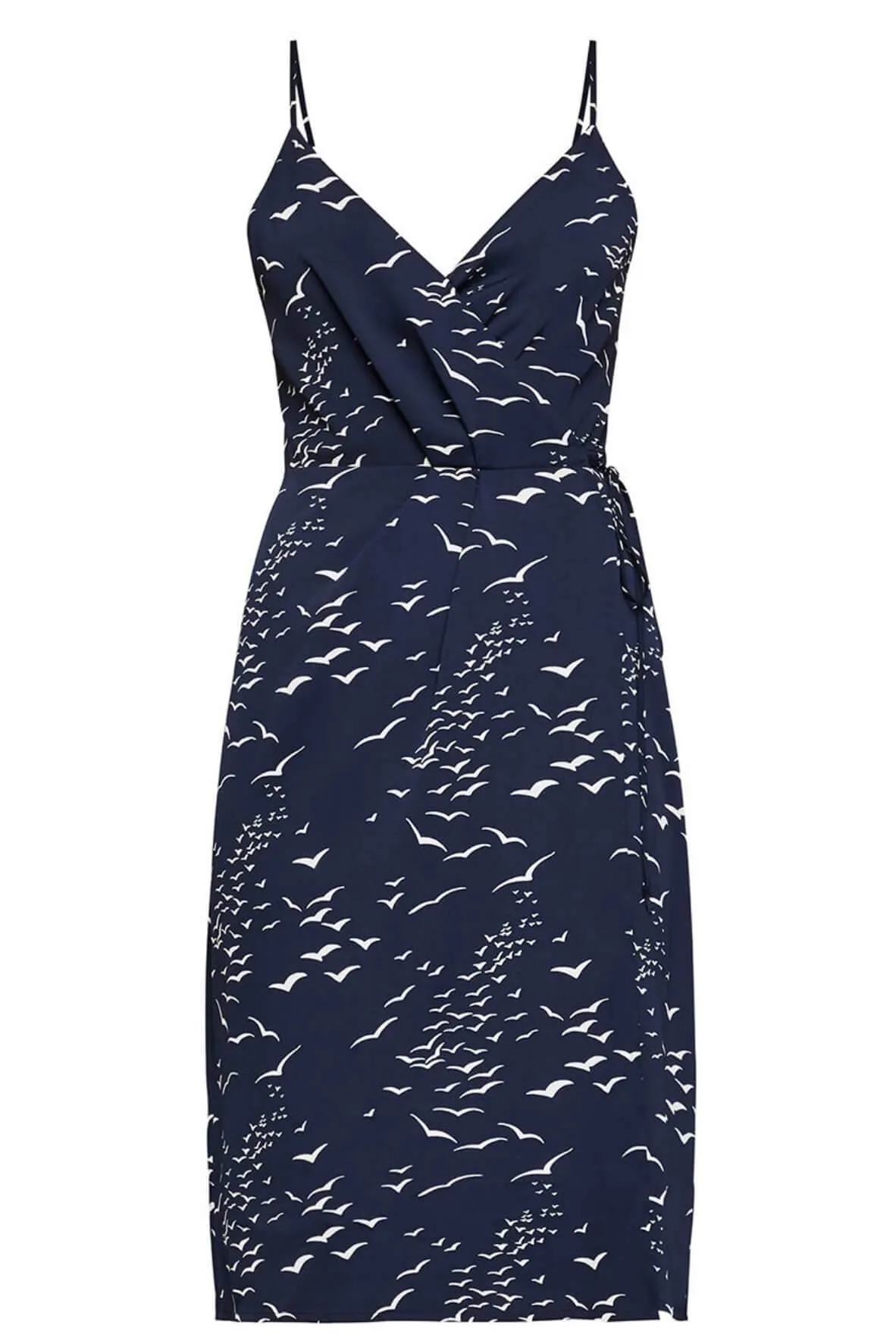 Printed Satin Surplice Dress