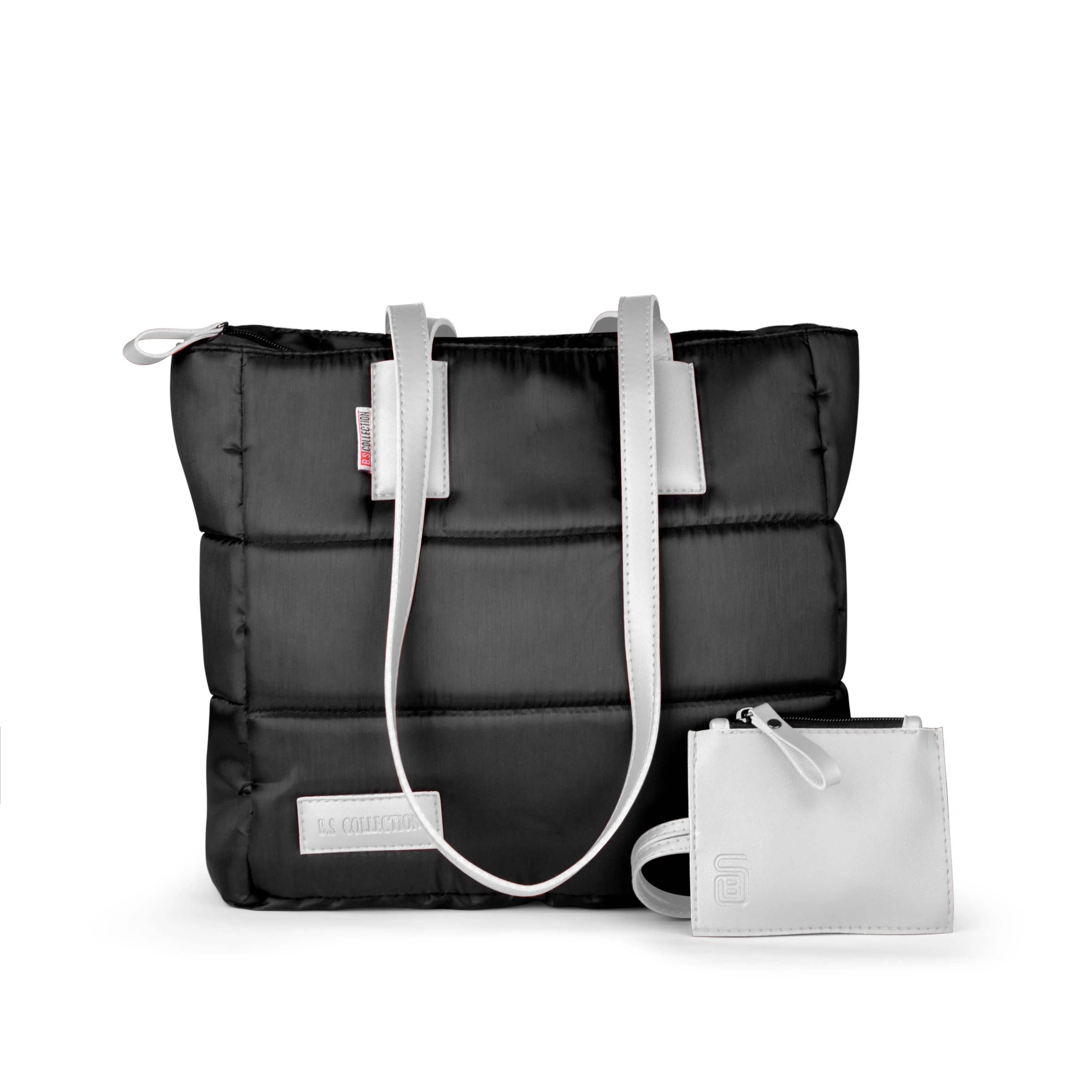 Puffer Medium Size Tote Bag With Wallet - Black