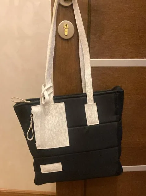 Puffer Medium Size Tote Bag With Wallet - Black