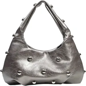 Punk Studded Shoulder Bag for Women – Metallic Mushroom Hobo Purse, Crossbody & Handheld Gothic Clutch