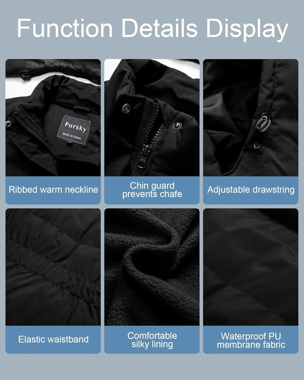 Pursky Women's Warm Winter Thicken Coat Waterproof Cropped Jackets Parka With Removable Hood