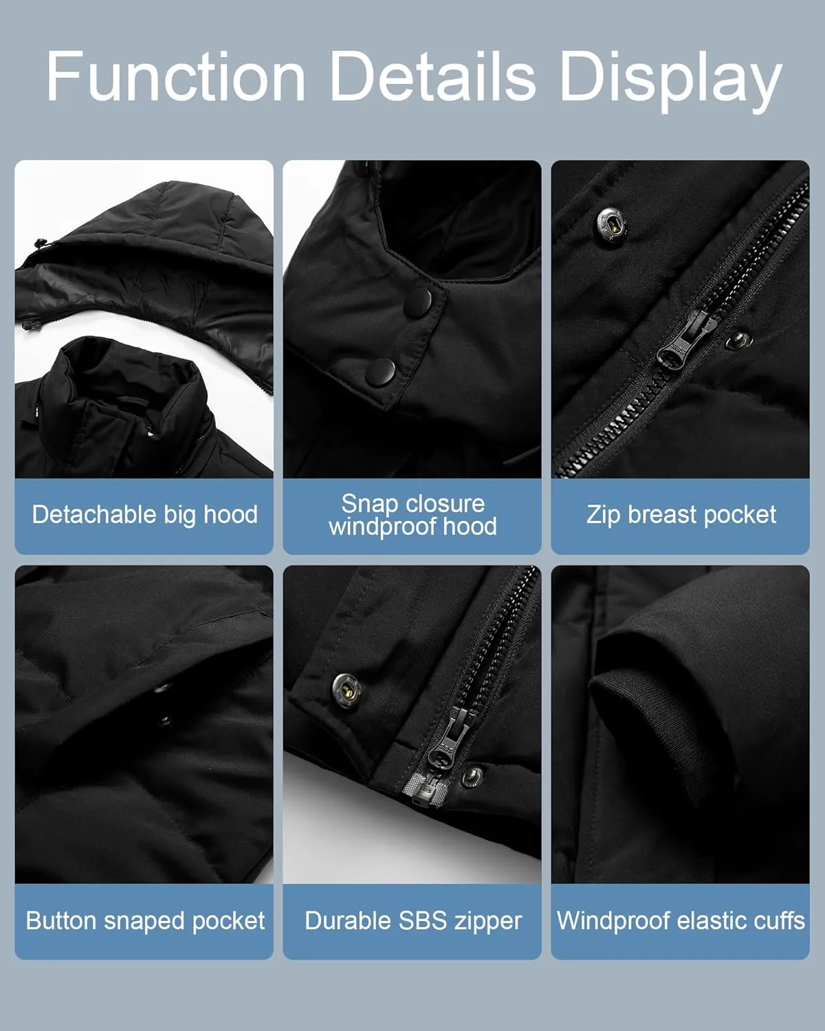 Pursky Women's Warm Winter Thicken Coat Waterproof Cropped Jackets Parka With Removable Hood