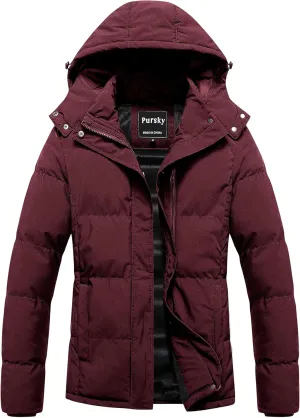 Pursky Women's Warm Winter Thicken Coat Waterproof Cropped Jackets Parka With Removable Hood