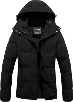 Pursky Women's Warm Winter Thicken Coat Waterproof Cropped Jackets Parka With Removable Hood