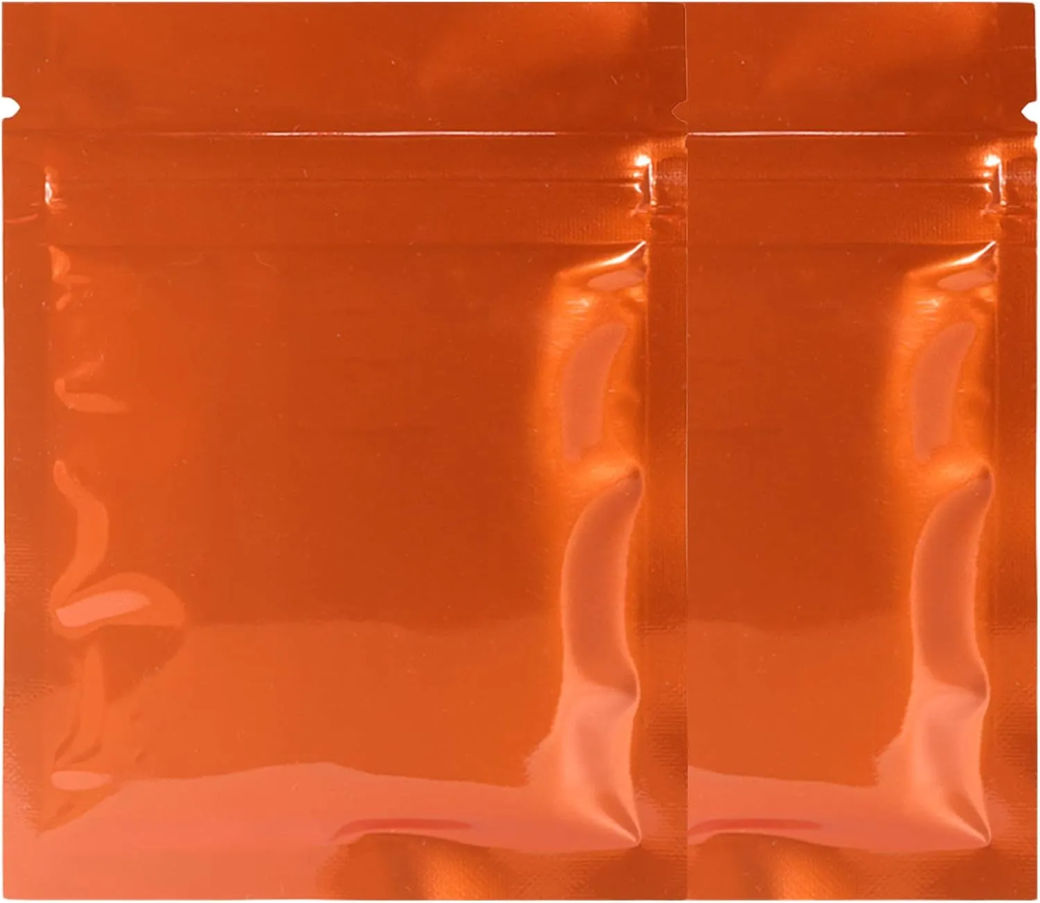 QQ Studio 100 Double-Sided Metallic Color Foil QuickQlick™ Resealable Flat Packaging Pouch Bags (Glossy Orange, 4" x 6")