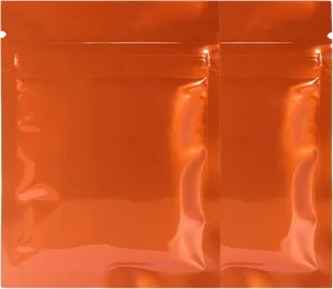 QQ Studio 100 Double-Sided Metallic Color Foil QuickQlick™ Resealable Flat Packaging Pouch Bags (Glossy Orange, 4" x 6")
