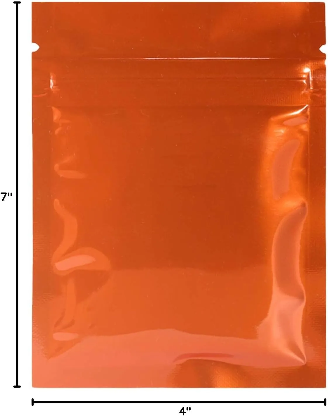 QQ Studio 100 Double-Sided Metallic Color Foil QuickQlick™ Resealable Flat Packaging Pouch Bags (Glossy Orange, 4" x 6")