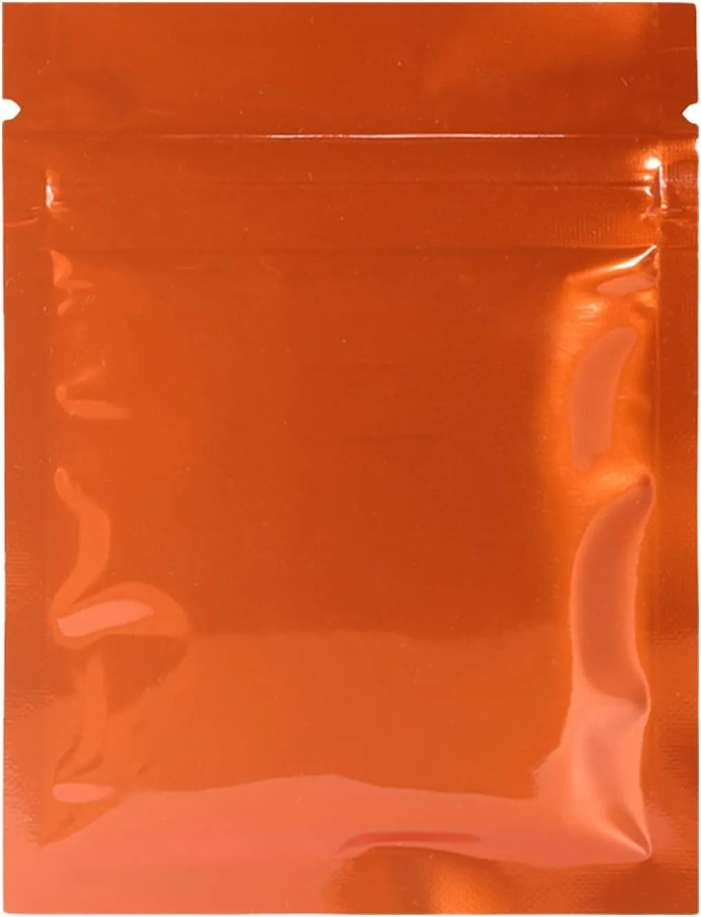 QQ Studio 100 Double-Sided Metallic Color Foil QuickQlick™ Resealable Flat Packaging Pouch Bags (Glossy Orange, 4" x 6")