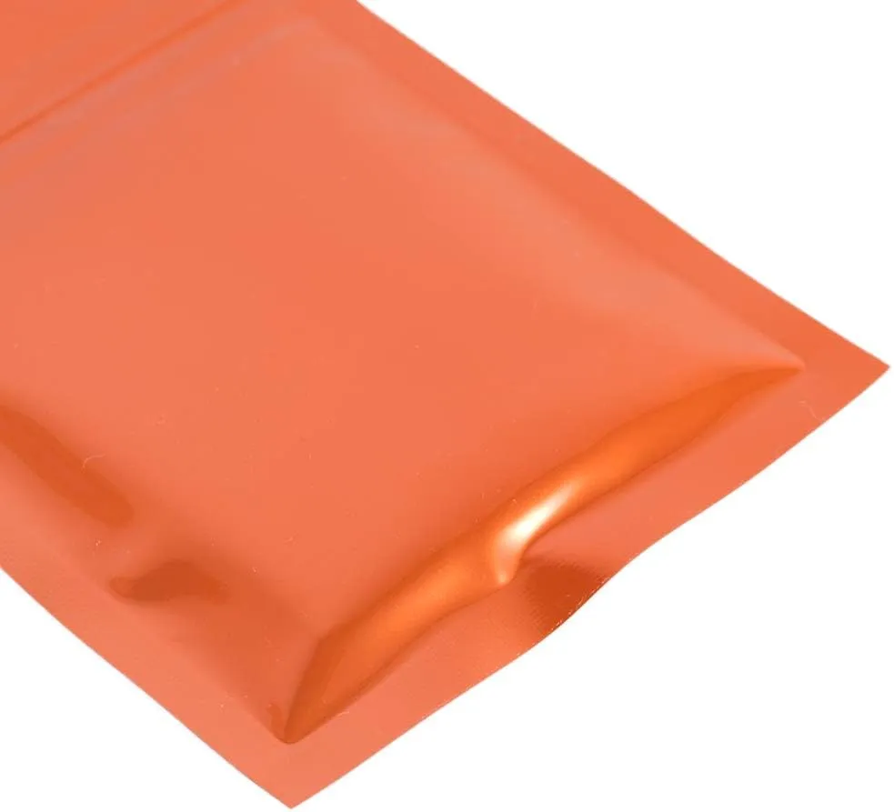 QQ Studio 100 Double-Sided Metallic Color Foil QuickQlick™ Resealable Flat Packaging Pouch Bags (Glossy Orange, 4" x 6")