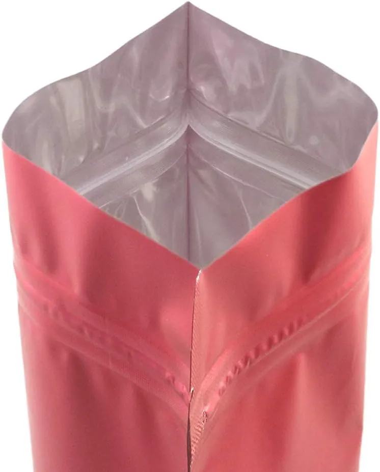 QQ Studio 100 Matte Metallic Color with Frosted Window Display Stand-Up Resealable QuickQlick Bags (7.1" x 10.2", Matte Red)