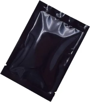 QQ Studio 100 PCS Metallic Mylar Foil Open Top Sealable Bags (12x18cm(4.7x7"), 100x Black)