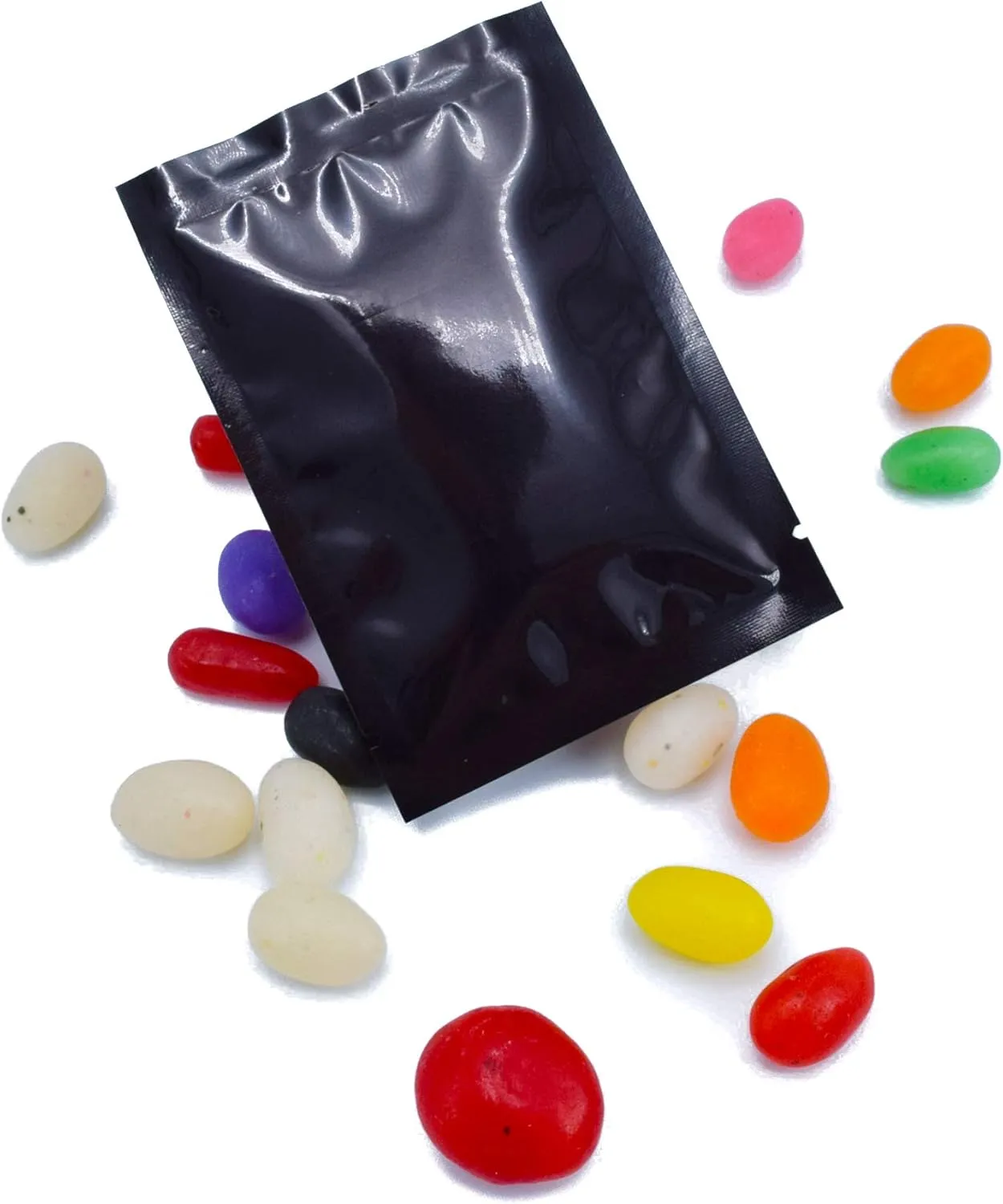 QQ Studio 100 PCS Metallic Mylar Foil Open Top Sealable Bags (12x18cm(4.7x7"), 100x Black)