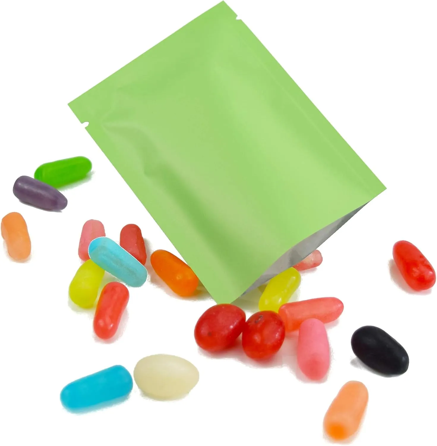 QQ Studio 100 PCS Metallic Mylar Foil Open Top Sealable Bags (8x12cm(3.1x4.7"), 100x Green)