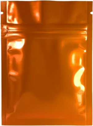 QQ Studio 100pcs Double-Sided Glossy Metallic Mylar Flat Packaging QuickQlick™ Bags (3.3" x 5.1", Glossy Orange)