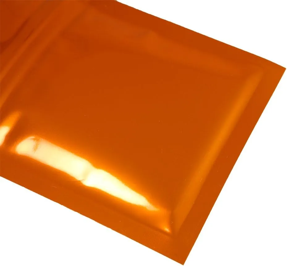QQ Studio 100pcs Double-Sided Glossy Metallic Mylar Flat Packaging QuickQlick™ Bags (3.3" x 5.1", Glossy Orange)