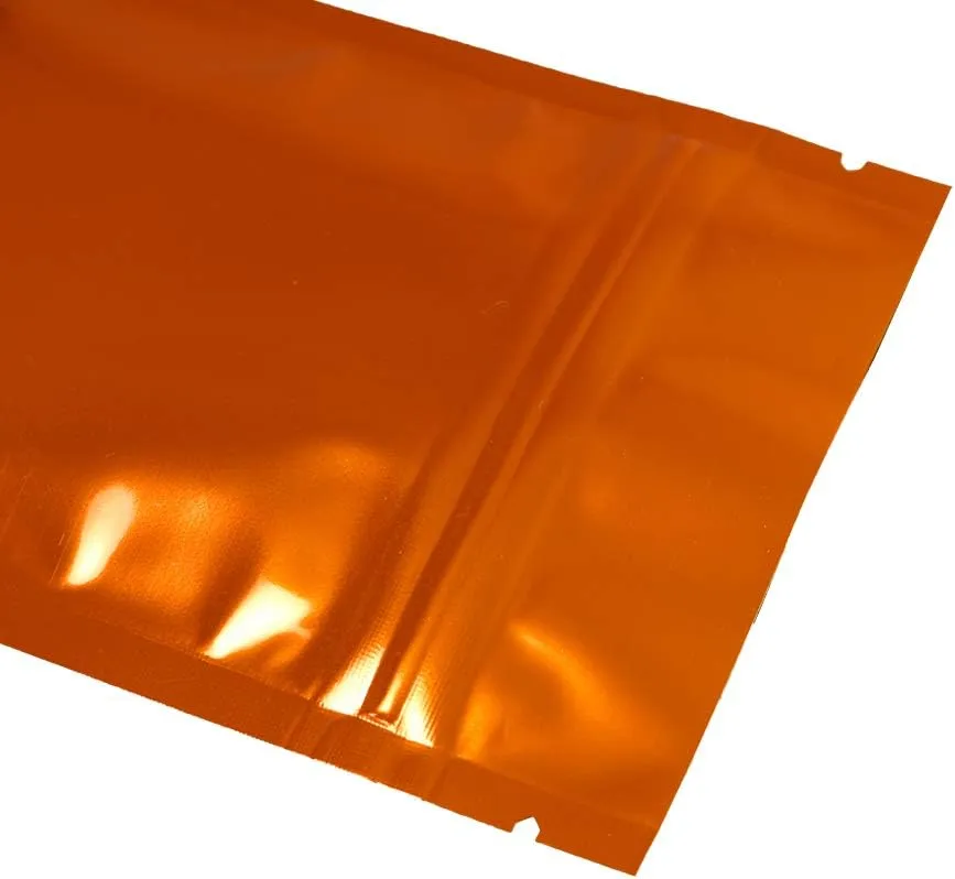 QQ Studio 100pcs Double-Sided Glossy Metallic Mylar Flat Packaging QuickQlick™ Bags (3.3" x 5.1", Glossy Orange)