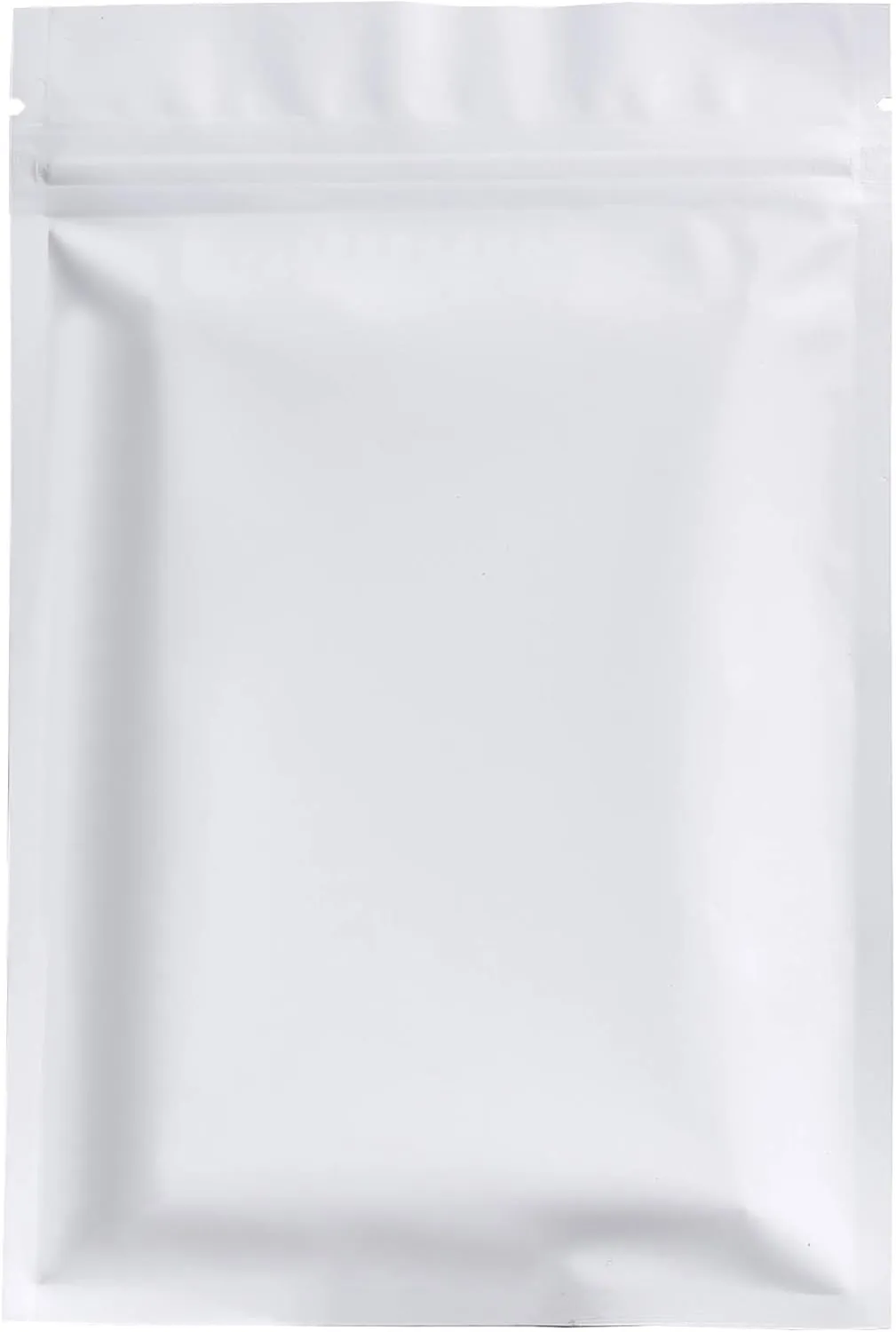 QQ Studio 100pcs Double-Sided Matte Foil Flat Packaging Zipper Seal Bags (4.7" x 7.1", Matte White)