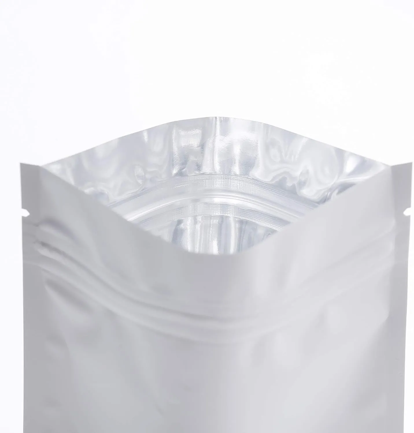 QQ Studio 100pcs Double-Sided Matte Foil Flat Packaging Zipper Seal Bags (4.7" x 7.1", Matte White)