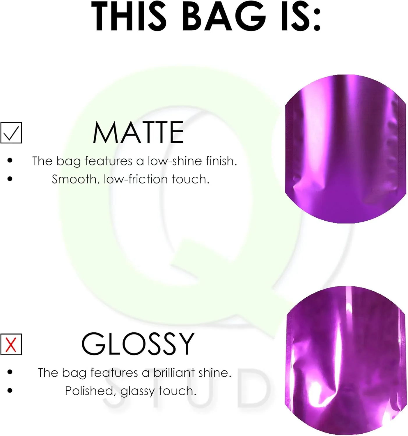 QQ Studio 100PCS Matte Translucent Front Colored Stand-Up Resealable QuickQlick™ Bags (8.5x13cm (3.3x5.1"), Translucent/White)