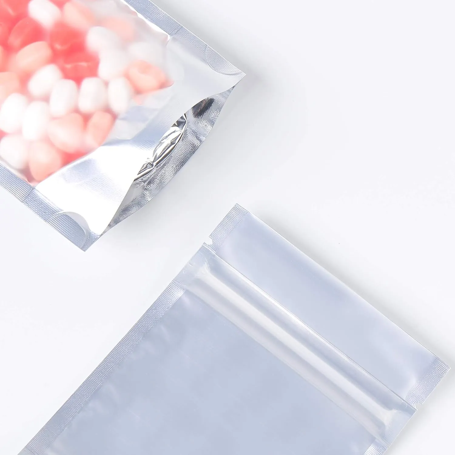 QQ Studio 100PCS Matte Translucent Front Colored Stand-Up Resealable QuickQlick™ Bags (8.5x13cm (3.3x5.1"), Translucent/White)