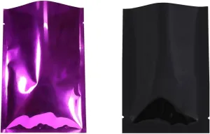 QQ Studio 200 PCS Metallic Mylar Foil Open Top Sealable Bags (6x9cm (2.3x3.5"), 100 x Black/100 x Rose Combo Pack)