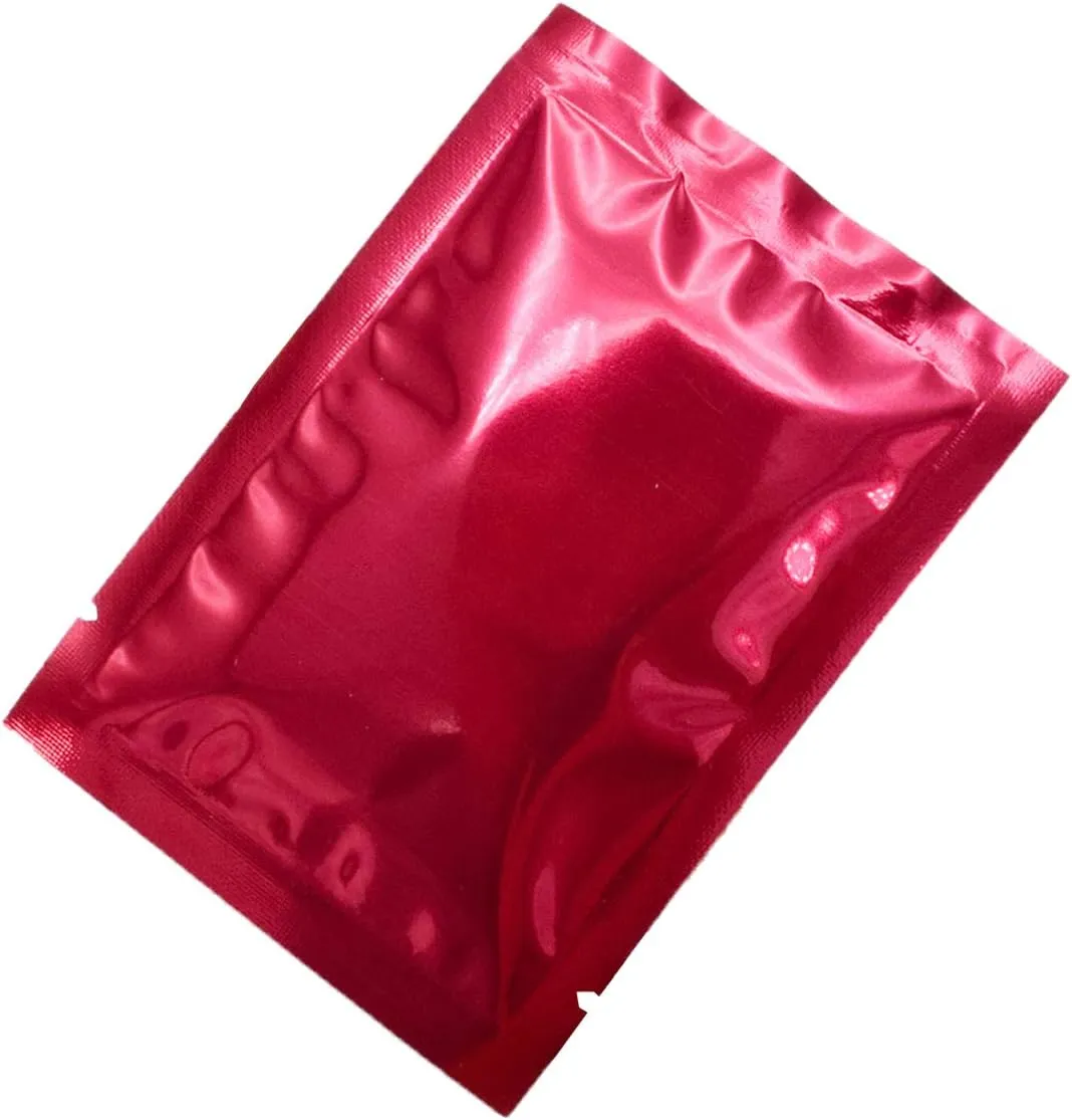 QQ Studio 200 PCS Metallic Mylar Foil Open Top Sealable Bags (7x10cm (2.7x3.9"), Red)