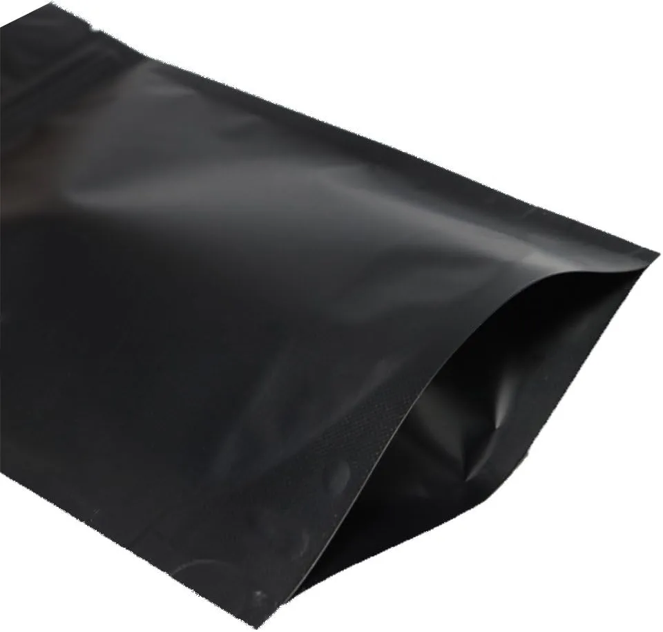 QQ Studio Pack of 100 Matte/Glossy Color Stand-Up Foil Resealable Zipper Pouches (4.7" x 7.1", Matte Black)