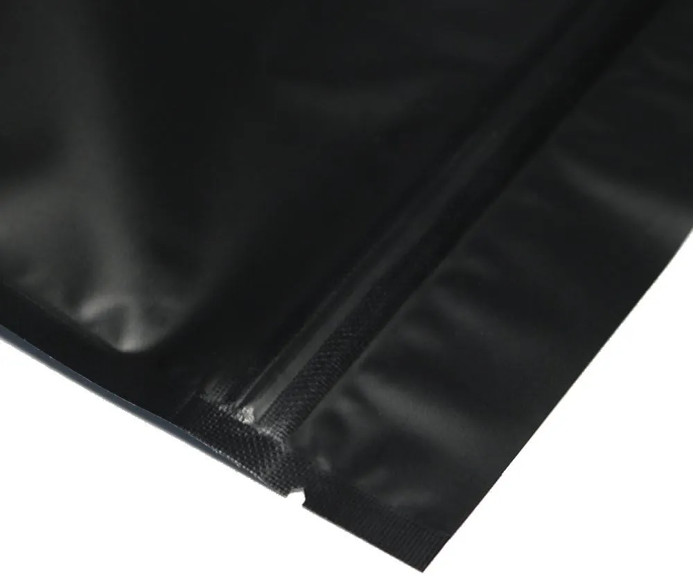 QQ Studio Pack of 100 Matte/Glossy Color Stand-Up Foil Resealable Zipper Pouches (4.7" x 7.1", Matte Black)