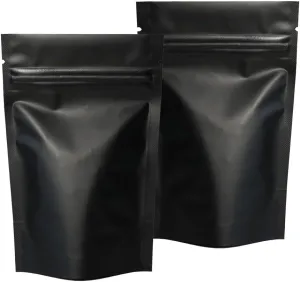 QQ Studio Pack of 100 Matte/Glossy Color Stand-Up Foil Resealable Zipper Pouches (4.7" x 7.1", Matte Black)
