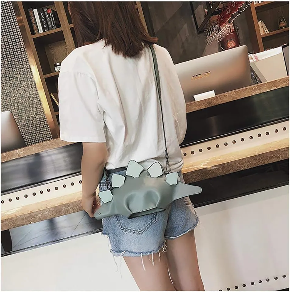 QZUnique Dinosaur Shark Shoulder Bag for Women 3D Animal Novelty Purse Zipper Crossbody Handbag Clutch Messenger Bag for Girl