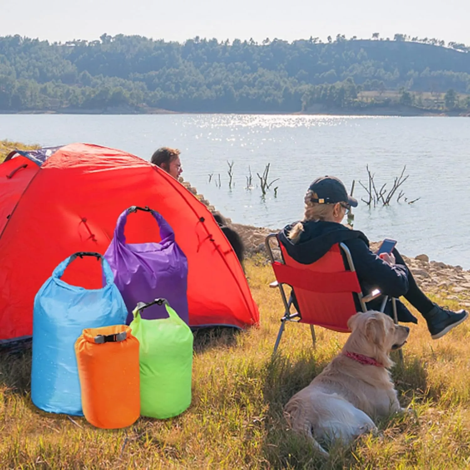 R2Depot Waterproof Dry Bag, 5L/10L/20L/40L/70L Dry Storage Bag for Kayaking, Gym, Hiking, Swimming (Orange, 70L)