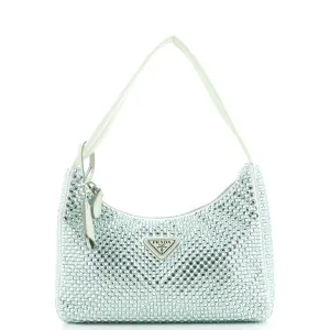 Re-Edition 2000 Hobo Crystal Embellished Satin Mini