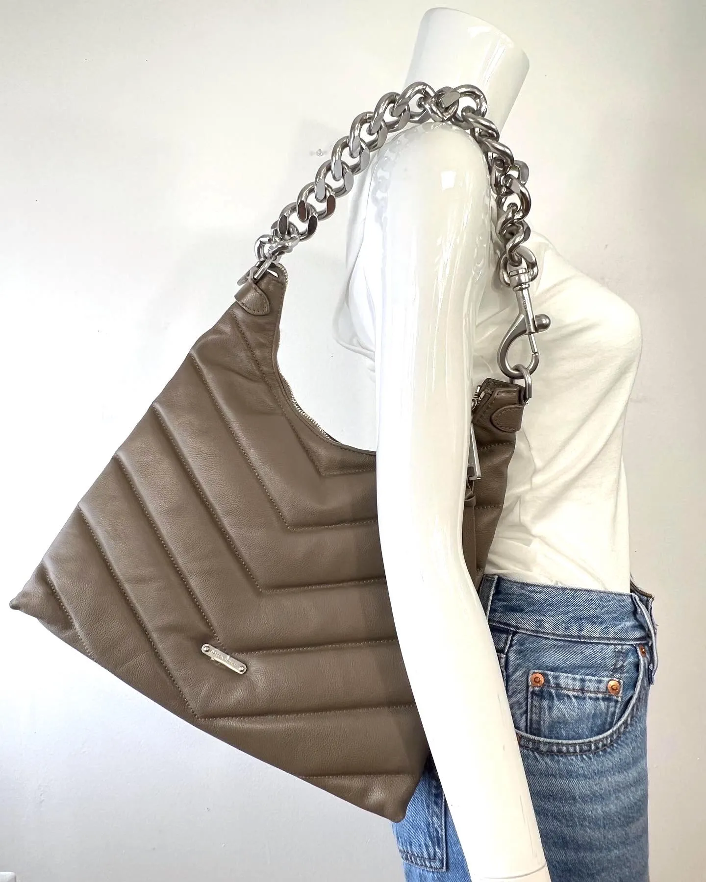 REBECCA MINKOFF EDIE MAXI LEATHER HOBO BAG