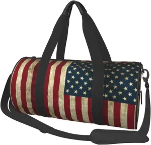 Retro Old American Flag Duffel Tote for Men and Women Backpacking Travel and Storage Shoulder Bag