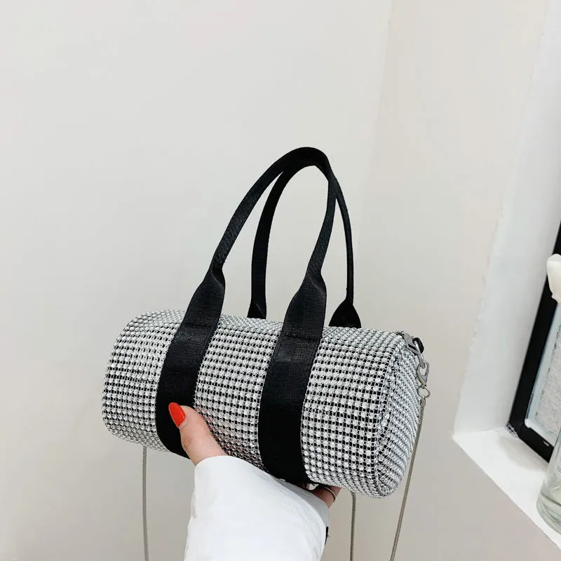 Rhinestone-Embellished Rose Handbag