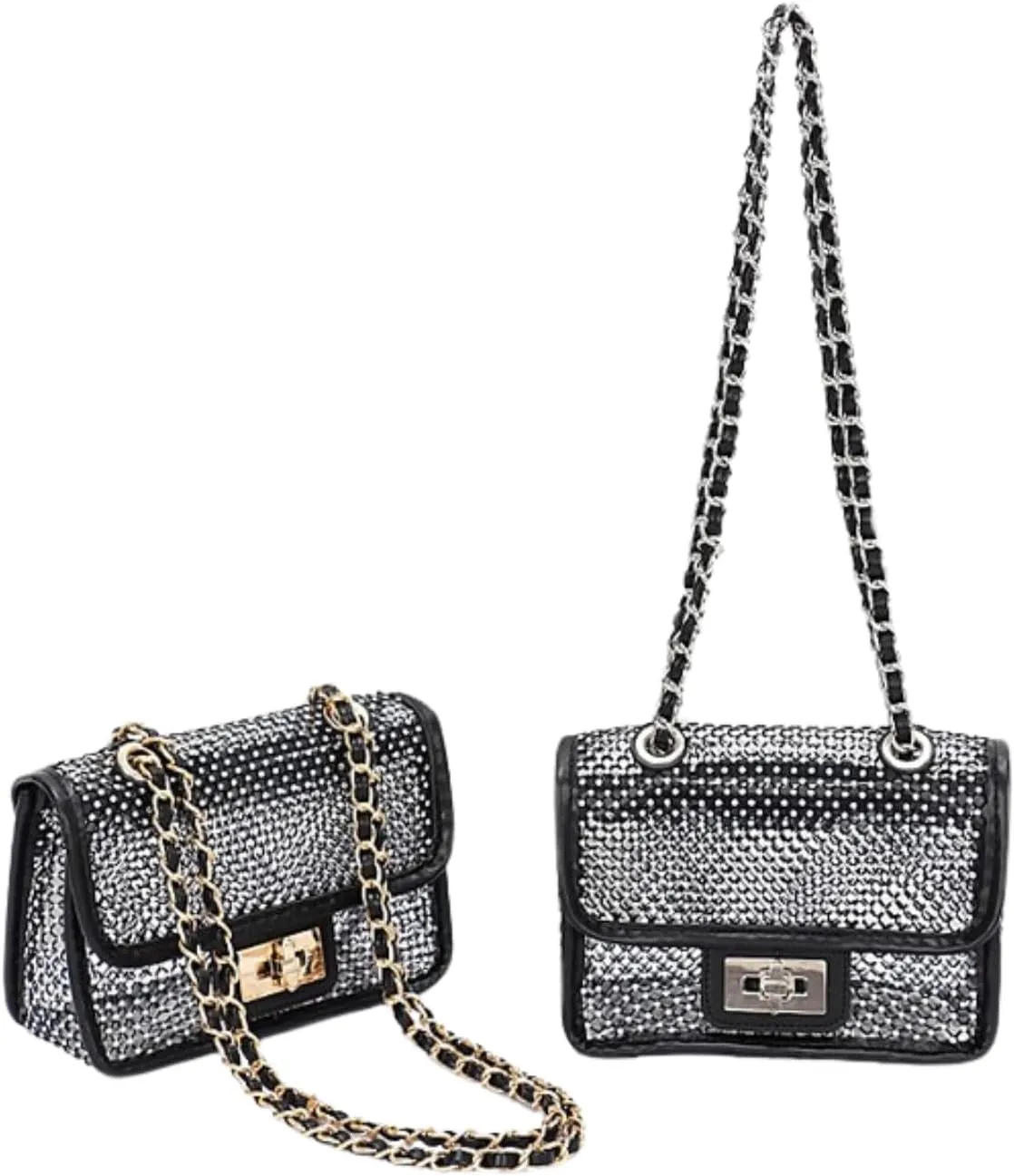Rhinestone Mesh Turn Lock Shoulder Bag for Women Sparkly Bling Crossbody Clutch Purse Chic Hobo Handbag Party Prom Cocktail