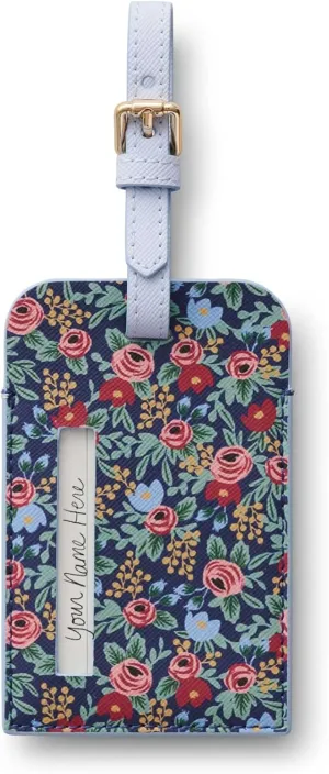 RIFLE PAPER CO. Rosa Luggage Tag for Suitcase and Luggage, Travel Must Have Accessory for Women, Bag Tags Printed in Full Color with Foil Stamped Logo, 4.33" L × 2.75" W