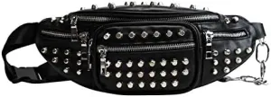 Rivet Waist Pack Women Shoulder Bag Women's PU Leather Waist Bag Sling Phone Fanny Pack Chest Bags Crossbody Pack