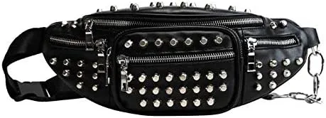 Rivet Waist Pack Women Shoulder Bag Women's PU Leather Waist Bag Sling Phone Fanny Pack Chest Bags Crossbody Pack