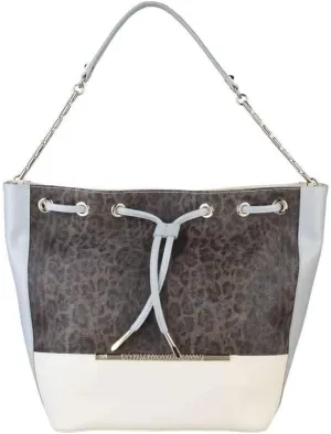 Roberto Cavalli Class Candy Leopard Satchel Bag (White, NOSIZE)
