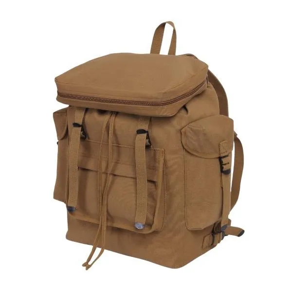 ROTHCO Canvas European Style Rucksack, Heavyweight Canvas Material, 20" x 13" x 7.5", Multi-Pocket Design