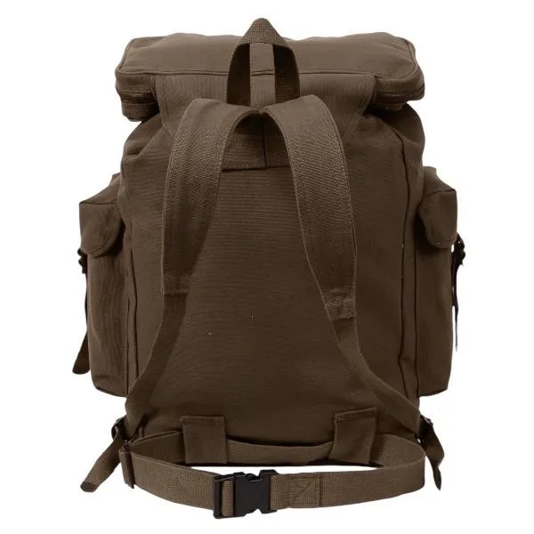 ROTHCO Canvas European Style Rucksack, Heavyweight Canvas Material, 20" x 13" x 7.5", Multi-Pocket Design