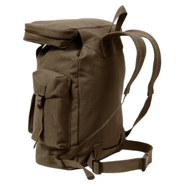 ROTHCO Canvas European Style Rucksack, Heavyweight Canvas Material, 20" x 13" x 7.5", Multi-Pocket Design